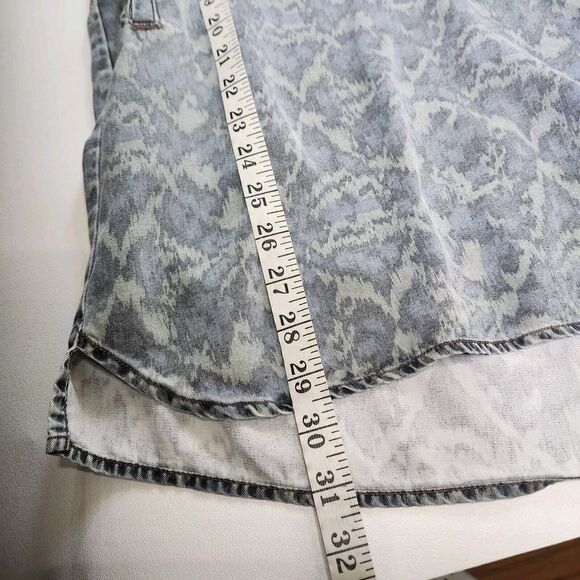 Anthro Cloth & Stone Camo Ikat Chambray Tunic Shirt Dress Tencel Roll Tab XS - Picture 9 of 9